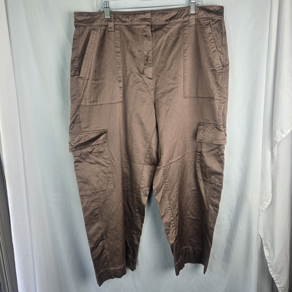 Old Navy Satin Cargo Barrel Pants Womens 18 Mauve Bronze Neutral Shine High Rise